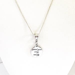 Spread Your Wings And Fly SS Engraved Pendant Necklace, Encouragement Jewelry Gift For Her, Motivational Jewelry, Going To College Daughter