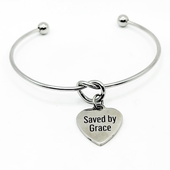 Saved By Grace Stainless Steel Charm Bracelet