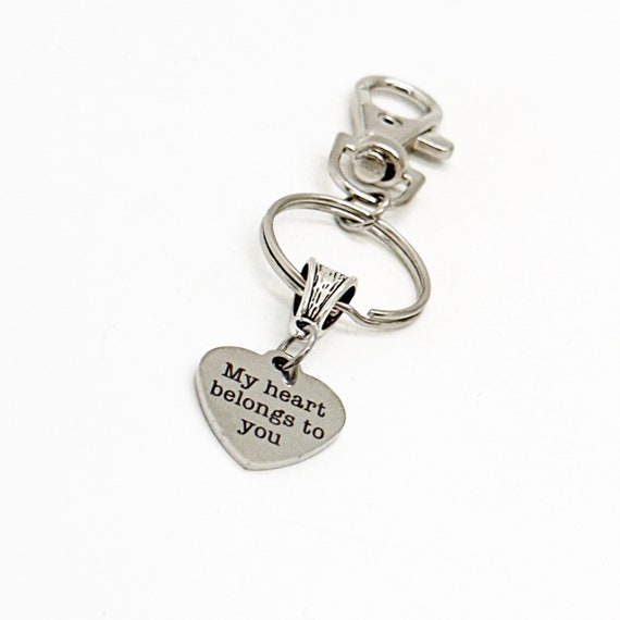 My Heart Belongs To You Charm Clip On Keychain, Love Gift, Husband Gift, Wife Gift, Anniversary Gift, Christmas Gift, Girlfriend, Boyfriend