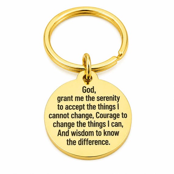 Serenity Prayer Goldtone Stainless Steel Keychain