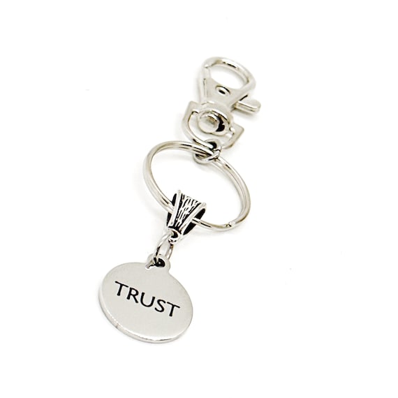 Trust Charm Keychain, Word Gifts, Faith Gift, Affirmation Gift, Faith Words, Trust Word, Gift For Her, Gift For Him, Friend Gifts