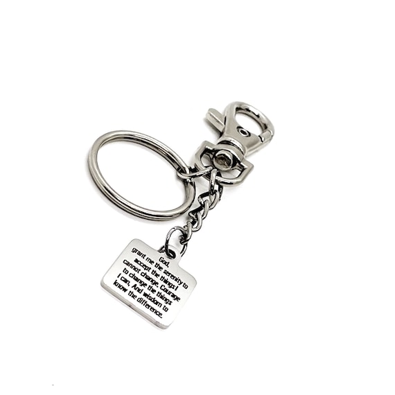 Affirmation Gifts, Serenity Prayer Charm Keychain, Recovery Gifts, Encouraging Gift, Recovery Prayer, Serenity Courage Wisdom