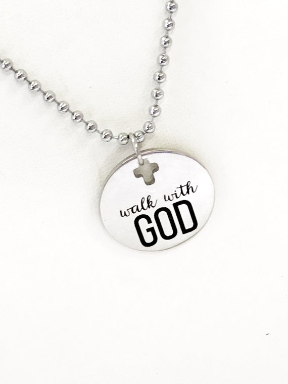 Christian Necklace, Necklace For Him, Walk With God Necklace, Christian Gift, Christian Jewelry, Scripture Gift, Religious Gift For Him