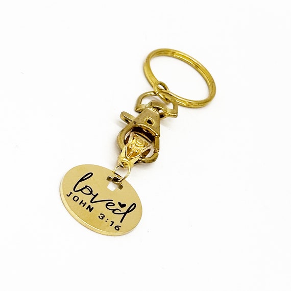 Loved Charm Keychain, John 3 16, For God So Loved The World, Faith Gift, Salvation Gift, Baptism Gift, Christian Gifts, Sunday School Gifts