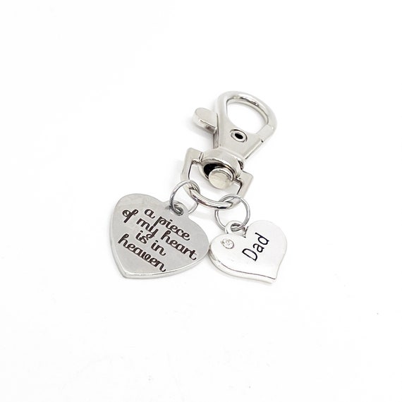 Memorial Gift, A Piece Of My Heart Is In Heaven Clip On Charm, Loss Of Loved One Gift, Sympathy Gift, Remembering You, Remembering Him