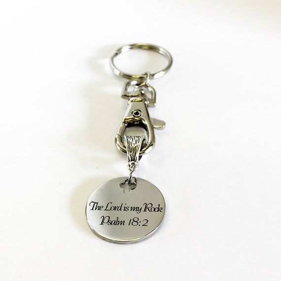The Lord Is My Rock Keychain Gift, Psalm 18:2 Gift, Sympathy Gift For Her, Christian Gifts, Religious Gifts, New Car Gift For Him