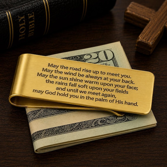 Goldtone Irish Blessing Money Clip