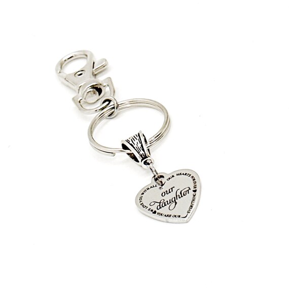 Our Daughter Charm Keychain  From Mom And Dad, We Love You, You Are Our Everything, Birthday Gift, Graduation Gift, Gift For Her