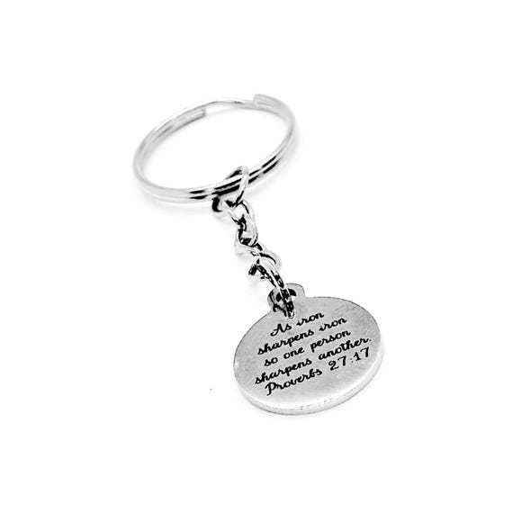 As Iron Sharpens Iron Charm Keychain, Proverbs 27 17, Friendship Group, Sharpen One Another, Faith, Religious, Christian, Bible Study