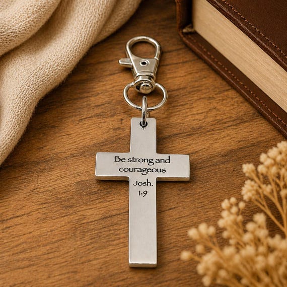 Be Strong And Courageous Cross Charm