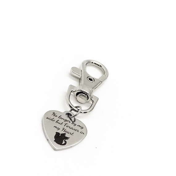 Cat Memorial, No Longer By My Side But Forever In My Heart Keychain Charm, Cat Loss Gift, Cat Mom Gift, Back Pack Charm, Cat Loss Memorial