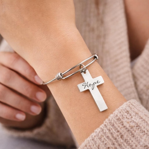 Hope Cross Charm Bracelet Stainless Steel