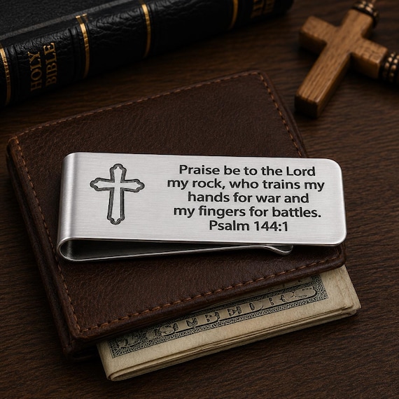 Psalm 144 1 Money Clip Faith Gift For Him