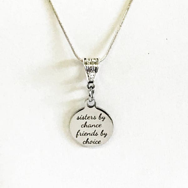 Sisters By Chance Friends By Choice Necklace, Sister In Love Jewelry Gift, Sister In Law Valentine Gift, Sister Necklace, Sisters Friends