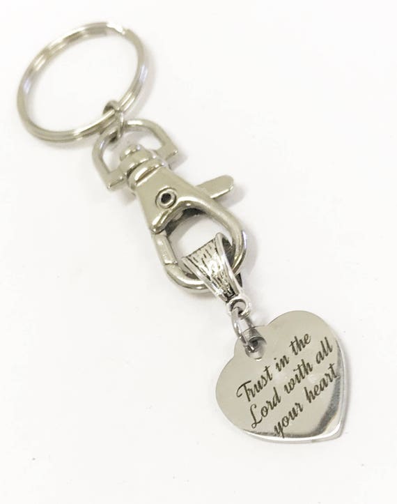 Trust In The Lord With All Your Heart Keychain, Spiritual Gifts, Scripture Gifts, Christian Keychain, Baptism Gift, Confirmation Gift