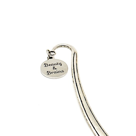 Beauty and Brains Charm Bookmark, Affirmation Gifts, Reader Gifts, Daughter Gift, Gift For Me, Wife Gift, Friend Gift, Gift For Her