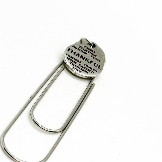 Thankful Words Charm Bookmark, Thankful For You, Reader Gift, Gift For Her, Gift For Him, Planner Bookmark, Beach Lover, Paper Clip