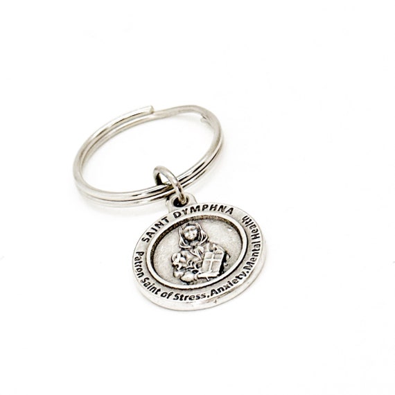 Saint Dymphna Keychain, Patron Saint Of Stress Anxiety And Mental Health, Catholic Saints, Faith Gifts, Anti-Anxiety Prayer, No More Stress