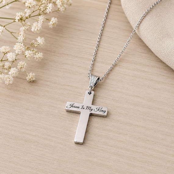 Jesus Is My King Cross Necklace