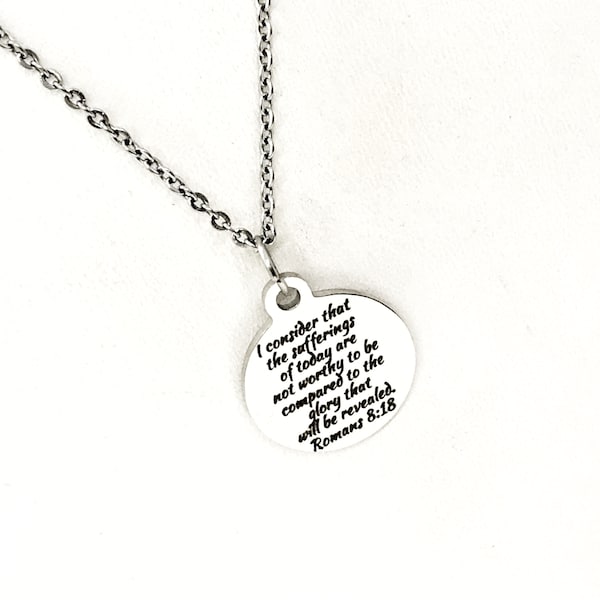 Scripture Gift, Sufferings Of Today Necklace, Glory That Will Be Revealed,  Romans 8 18 Gift, Bible Verse Gift, Scripture Jewelry