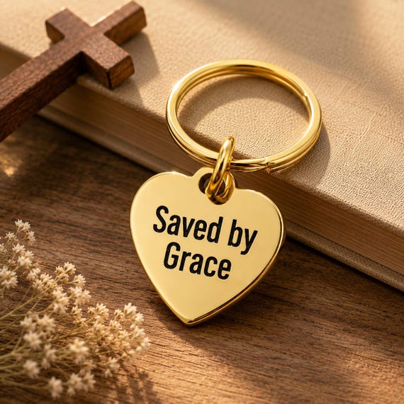 Saved By Grace Goldtone Keychain