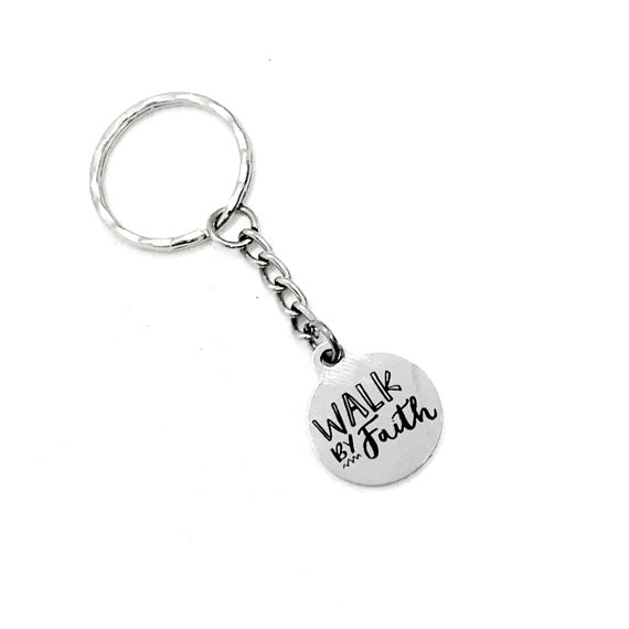 Faith Gift, Walk By Faith Keychain, Christian Keychain, Faith Keychain, God Holds Our Future, Faith Quote, Christian Gift