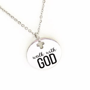 Christian Jewelry, Walk With God Necklace, Christian Necklace, Walk With God Jewelry, Christian Gifts, Cross Pendant, Pendant Necklace Gift