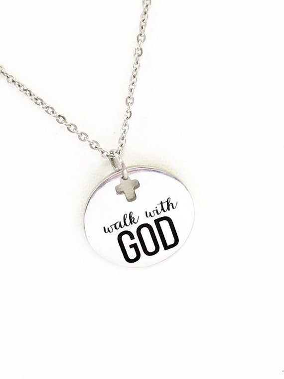 Christian Jewelry, Walk With God Necklace, Christian Necklace, Walk With God Jewelry, Christian Gifts, Cross Pendant, Pendant Necklace Gift