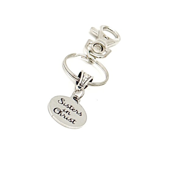 Sisters In Christ Charm Clip On Keychain, Sunday School Gifts, Bible Study Gifts, Prayer Group, Prayer Circle, Faith Gifts, Baptism Gift