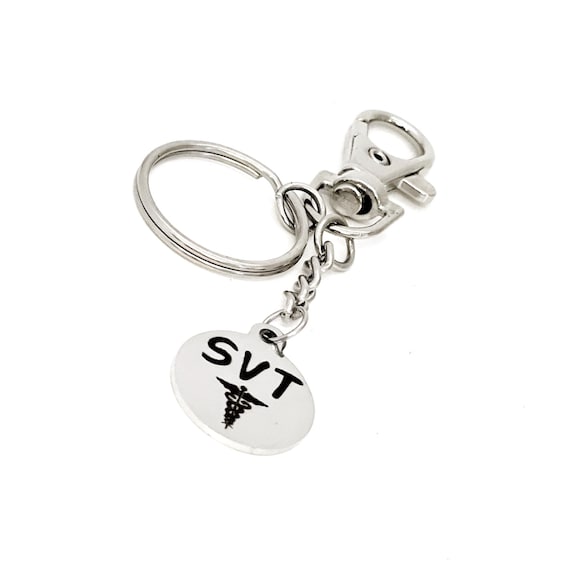 SVT Charm Keychain, Clip On Keychains, SVT Medical Condition Gifts, Medicine Awareness Gifts, Medical Caduceus Image, Medical Charm Keychain
