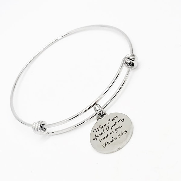 Faith Gift, When I Am Afraid, I Put My Trust In You Bracelet, Psalm 56 3, Faith Jewelry, Christian Gift, Faith Quote, Gift For Her