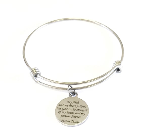Psalm Bracelet, Scripture Jewelry Gift, Psalm 73 26 Bracelet, Bible Verse Gift, Religious Jewelry Gift, Psalms Jewelry, God Is My Strength