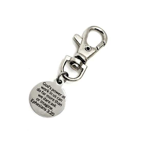 Bag Charm, God’s Power At Work In Us Charm, Ephesians 3 20, Do More Than We Ask Or Imagine, Zipper Pull, Backpack Charm, Purse Charm