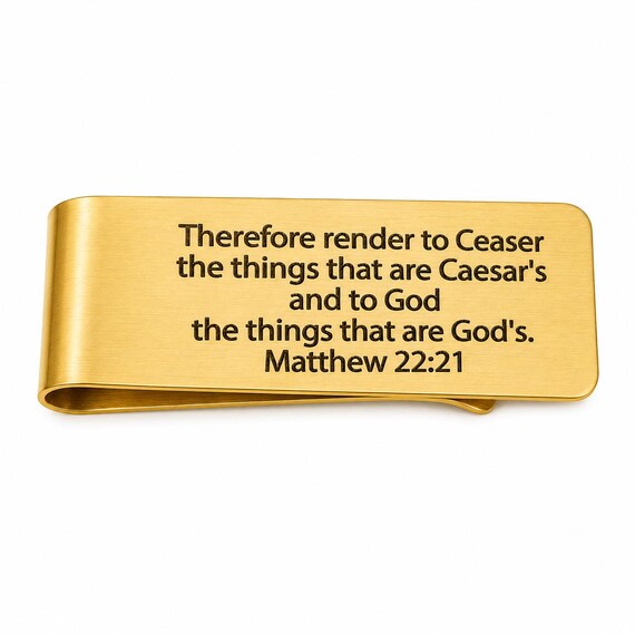 Matthew 22 21 Goldtone Stainless Money Clip