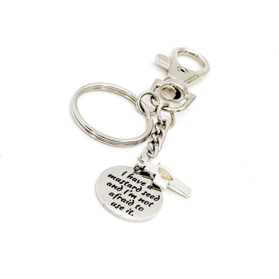 I Have A Mustard Seed Cross Charm Keychain, Matthew 17 20, Mustard Seed Faith Gifts, Christian Gift, Encouraging Gift, Sunday School