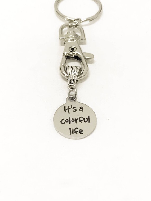Adoption Gift, It's A Colorful Life Keychain, Colorful Gift, Girlfriend Valentine, Wife Valentine Gift, Adoption Items, Adoption Keychain