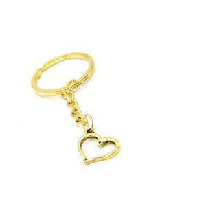Heart Charm Goldtone Keychain, Love Gift, Small Heart Charm, Gift For Her, Gift For Him, Son Gift, Daughter Gift, New Car, New House