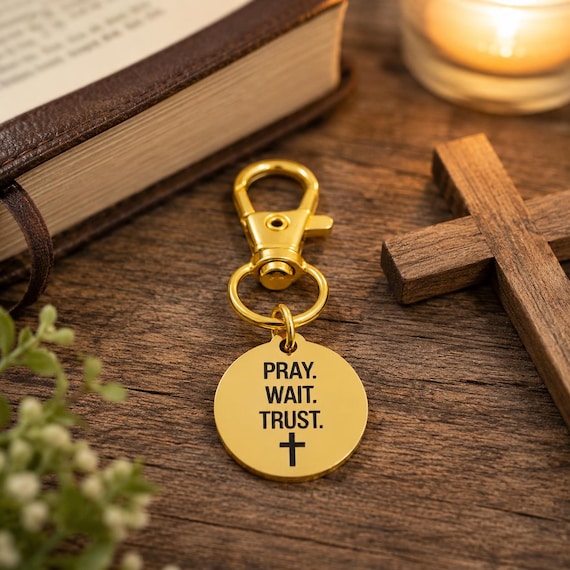Pray Wait Trust Goldtone Clip On Charm