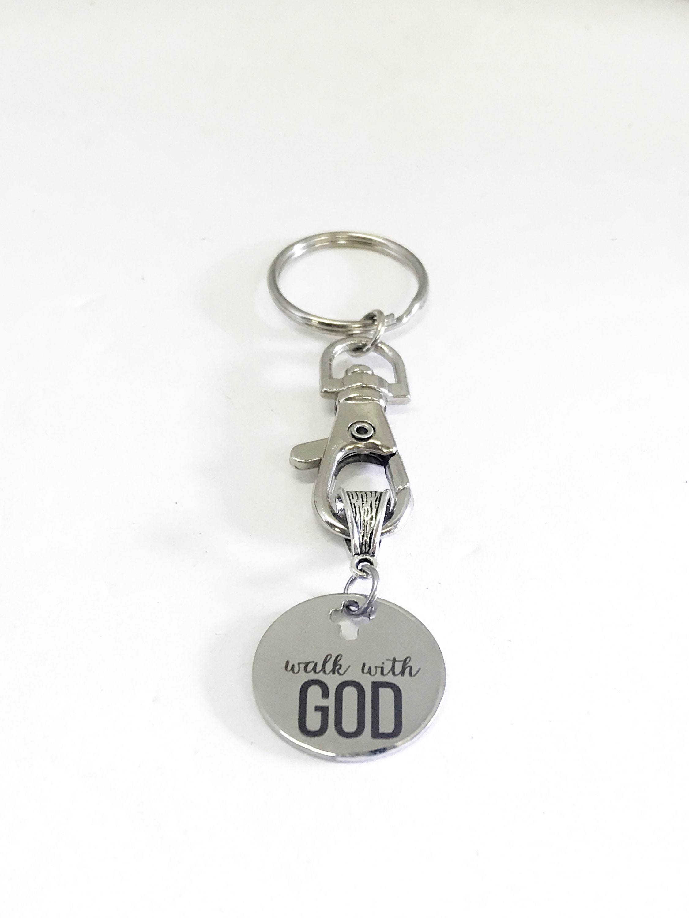 Christian Keychain Walk With God Keychain Christian Gifts Etsy