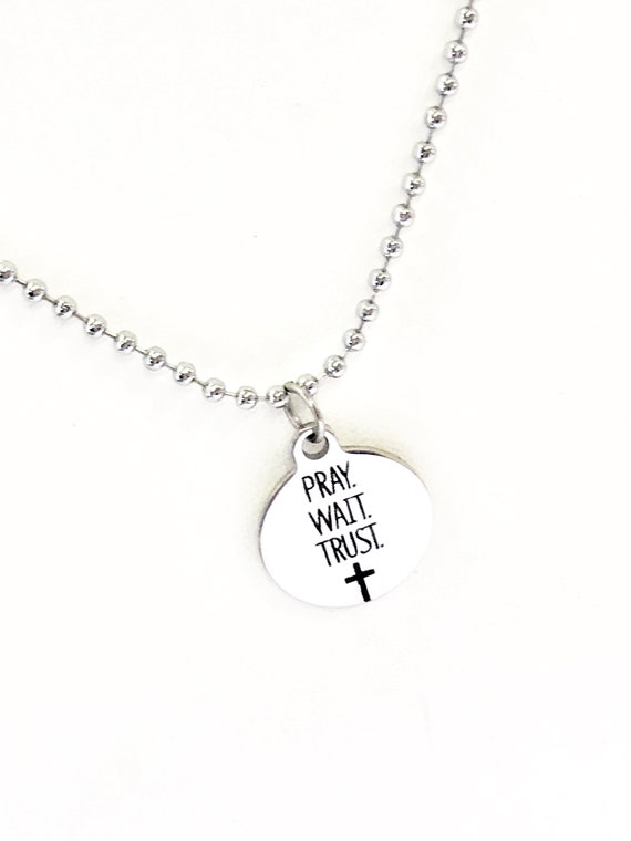 Son Necklace, Pray Wait Trust Necklace, Wait On God Necklace, Trust In God Necklace, Son Gift, Sports Gift, Son Encouragement, Necklace Gift