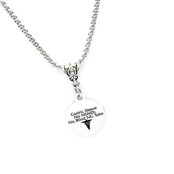 Gastric Sleeve No NSAIDs No Blind NG Tube Medical Condition Necklace, Medical Notice Necklace, Gastric Surgery Necklace, Gift For Her