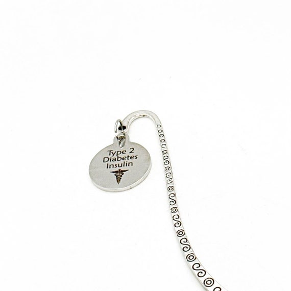 Type 2 Diabetic Insulin Charm Bookmark, Medical Condition, Diabetic Gift, Insulin Dependent, Diabetes