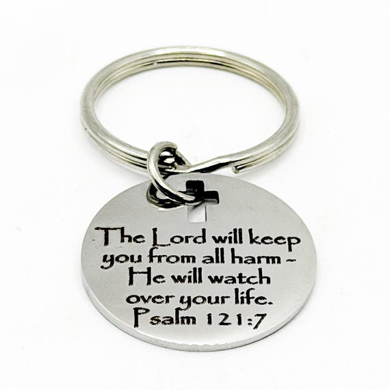 Psalm 121 7 Christian Protection Keychain