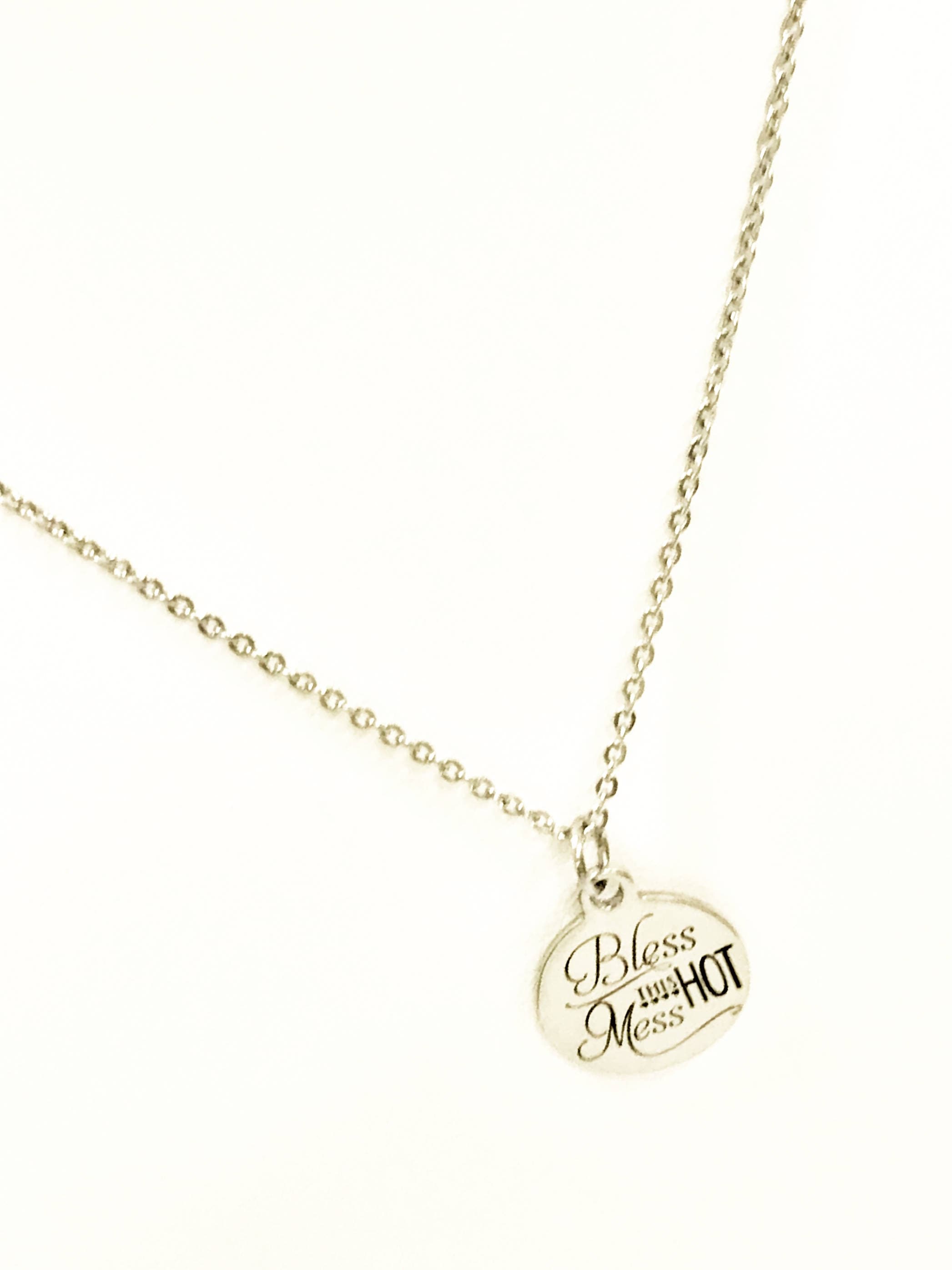 Bless This Hot Mess Necklace Girlfriend Gift Hot Mess Gift Mama Jewelry Motivational Jewelry Encouragment Jewelry Encouraging Friends