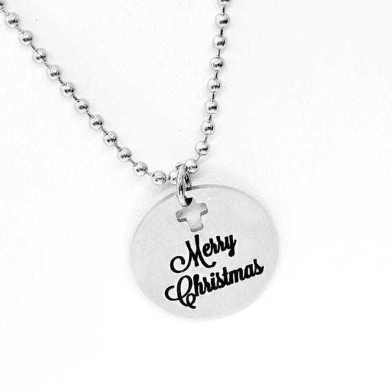 Merry Christmas Necklace, Christmas Jewelry, Stocking Stuffer, Secret Santa Gift, Christmas Lover, Christmas Spirit, Gift For Her, Daughter