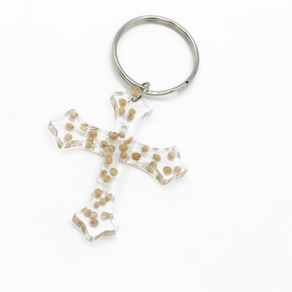 Mustard Seed Cross Charm Keychain, Matthew 17 20, Believer Gifts, Son Gifts, Faith, Baptism, Daughter, Wife, Granddaughter, Mom, Husband