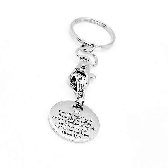 23rd Psalm Charm Keychain, Psalm 23 4, I Fear No Evil For God Is With Me, Going To College, Christian Faith Gift, Scripture Protection