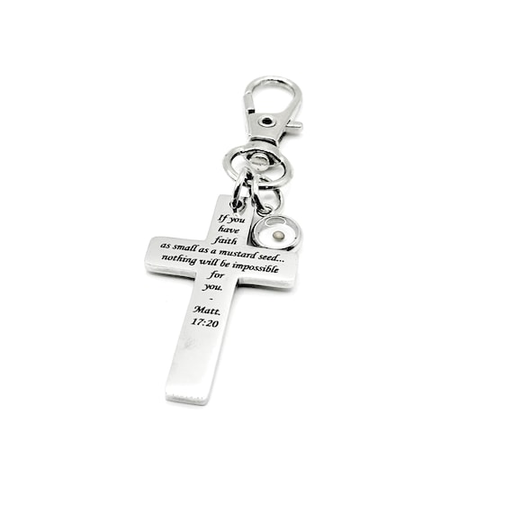Mustard Seed Faith Cross Clip On Charm Stainless Steel Christian Gift Scripture Charm Matt 17 20 Inspirational Faith Gift