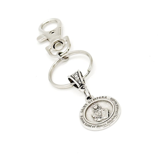 Saint Dymphna Charm Keychain, Patron Saint of Stress, Anxiety, And Mental Health, Catholic Saint Gifts, Saint Charms, Patron Saint Gifts