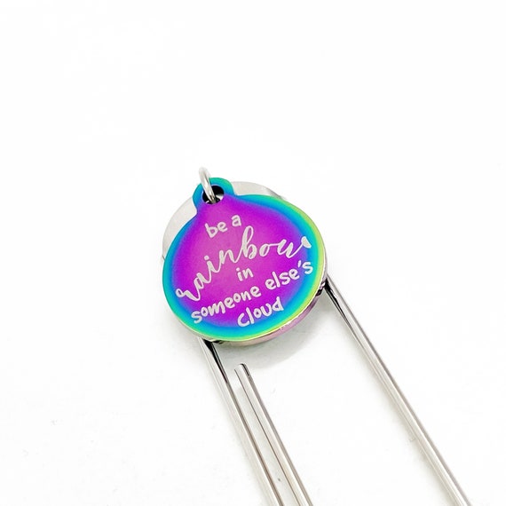 Encouragement Gift, Be A Rainbow In Someone Else’s Cloud Bookmark, Charm Bookmark, Paperclip Bookmark, Reader Gift, Motivating Quote Gift